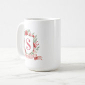 Grandmillennial Kerst Crest | Kerst Monogram Koffiemok (Voorkant links)