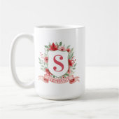 Grandmillennial Kerst Crest | Kerst Monogram Koffiemok (Links)