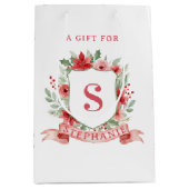 Grandmillennial Kerst Crest | Kerst Monogram Medium Cadeauzakje (Voorkant)