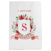 Grandmillennial Kerst Crest | Kerst Monogram Medium Cadeauzakje (Achterkant)