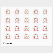 Grandmillennial Kerst Crest | Kerst Monogram Ronde Sticker (Vel)