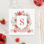 Grandmillennial Kerst Crest | Kerst Monogram Servet (Insitu)