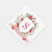 Grandmillennial Kerst Crest | Kerst Monogram Servet (Hoek)