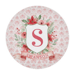 Grandmillennial Kerst Crest | Kerst Monogram Snijplank