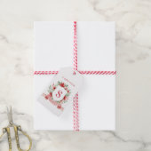 Grandmillennial Kerst Crest | Kerstmis Monogram Cadeaulabel (Met Touw)