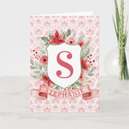 Grandmillennial Kerst Crest | Kerstmis Monogram Kaart