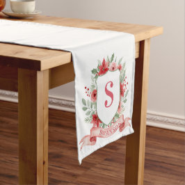 Grandmillennial Kerst Crest | Kerstmis Monogram Medium Tafelloper