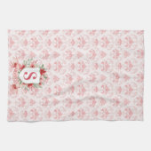 Grandmillennial Kerst Crest | Kerstmis Monogram Theedoek (Horizontaal)