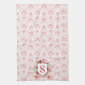 Grandmillennial Kerst Crest | Kerstmis Monogram Theedoek (Verticaal)