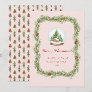 Grandmillennial Kerst Garland & Pijnappel Feestdagenkaart