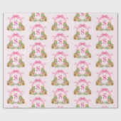 Grandmillennial Kerst Luipaard Monogram Cadeaupapier (Vlak)
