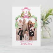 Grandmillennial Kerst Luipaard Monogram Foto Kaart (Staand voorkant)