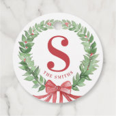 Grandmillennial Kerstkrans Monogram Bedankjes Labels (Achterkant)