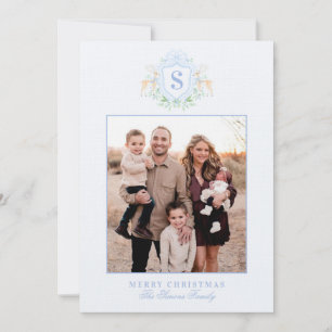 Grandmillennial Kerstkrans Monogram Foto Kaart