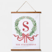 Grandmillennial Kerstkrans Monogram Hangend Wandkleed (Voorkant)