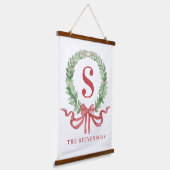 Grandmillennial Kerstkrans Monogram Hangend Wandkleed (Gebogen)