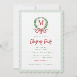 Grandmillennial Kerstkrans Monogram Kaart
