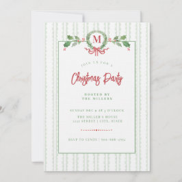 Grandmillennial Kerstkrans Monogram Kaart