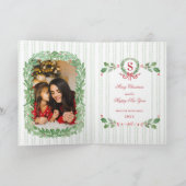 Grandmillennial Kerstkrans Monogram Kaart (Binnen)