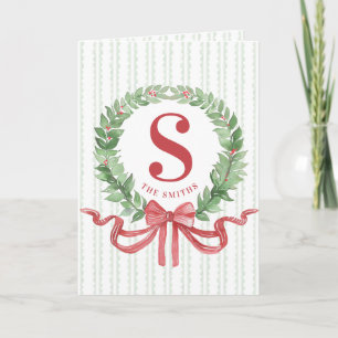 Grandmillennial Kerstkrans Monogram Kaart