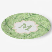 Grandmillennial koolblad Monogram papier Papieren Bordje (Gekanteld)