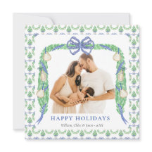 Grandmillennial Kustblauwe Chinoiserie Eén Foto