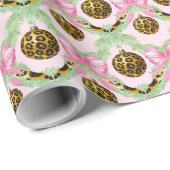 Grandmillennial Leopard Christmas Ornament Cadeaupapier (Rol Hoek)