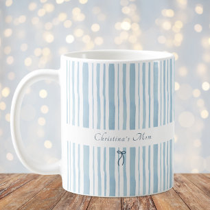 Grandmillennial Lichtblauwe Streep Elegante Cottag Koffiemok