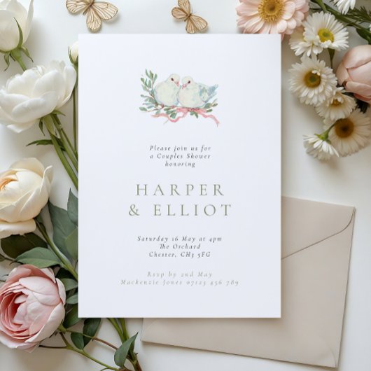 Grandmillennial Love Birds Koppel Bruiloftsfeest Kaart
