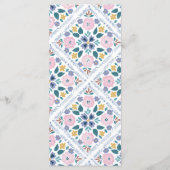 Grandmillennial Navy & Roze Bloemmotief Bruiloft Menu (Achterkant)
