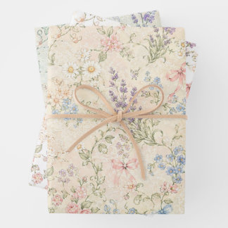 Grandmillennial Pastel Bloemige Vintage Cottage Inpakpapier Vel