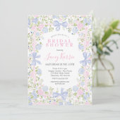 Grandmillennial Pink and Blue bridal shower invite Kaart (Staand voorkant)