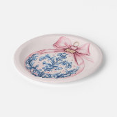 Grandmillennial Pink and Blue Damask Ornament Papieren Bordje (Gekanteld)