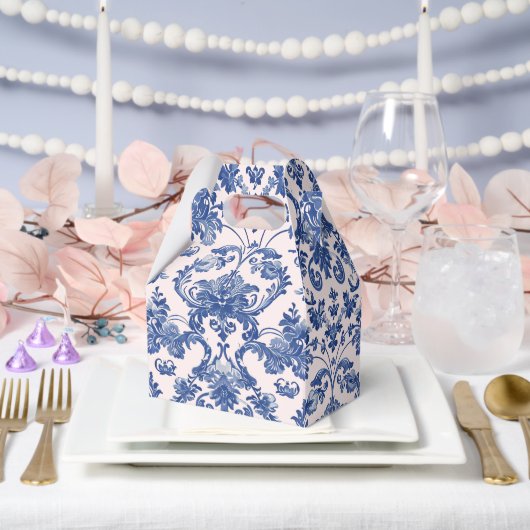 Grandmillennial Pink & Blue Damask Bedankdoosjes (Huwelijk)