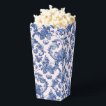 Grandmillennial Pink & Blue Damask Bedankdoosjes<br><div class="desc">Dit party popcorn box ontwerp heeft een preppy grandmillennial ontwerp met een marineblauw damast patroon op een blozend roze achtergrond.</div>