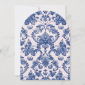 Grandmillennial Pink & Blue Damask Kerstboom Kaart (Achterkant)