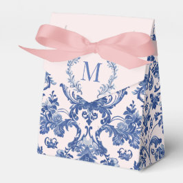 Grandmillennial Pink & Blue Damask Monogram Bedankdoosjes