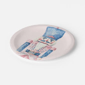 Grandmillennial Pink & Blue Damask Notenkraker Papieren Bordje (Gekanteld)