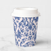 Grandmillennial Pink & Blue Damask Papieren Bekers (Rechts)