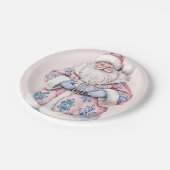 Grandmillennial Pink & Blue Damask Santa Claus Papieren Bordje (Gekanteld)