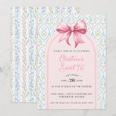 Grandmillennial Pink Bow Coquette Sweet 16 Kaart (Voorkant / Achterkant)