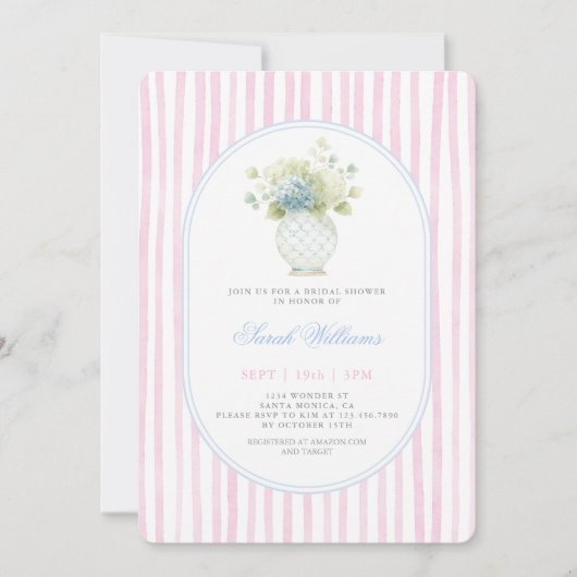 Grandmillennial Pink Ginger Jar Vrijgezellenfeest Kaart (Voorkant)