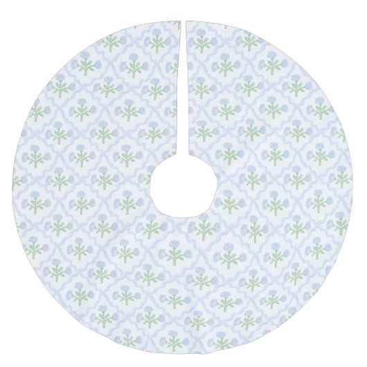 Grandmillennial Preppy Blue Hydrangeas Trellis Kerstboom Rok (Voorkant)