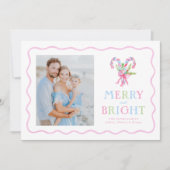 Grandmillennial Preppy Candy Canes Wavy Border Feestdagenkaart (Voorkant)