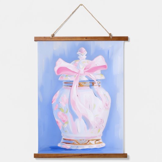 Grandmillennial preppy gember jar acryl schilderij hangend wandkleed (Voorkant)