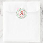 Grandmillennial Preppy Holly Monogram Crest Ronde Sticker (Tas)