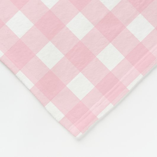 Grandmillennial Preppy Pink Plaid Gingham Fleece Deken (Hoek)