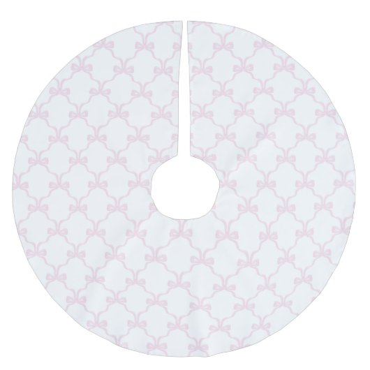 Grandmillennial Preppy Pink Ribbonerie Bow Trellis Kerstboom Rok (Voorkant)