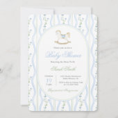 Grandmillennial Rocking Horse Baby shower Boy Kaart (Voorkant)