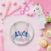 Grandmillennial Roze & Blauwe Champagne Papieren Bordje (Feest)